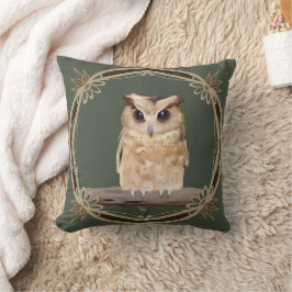 Kute fluffy Owl met Floral Lijst Kussen