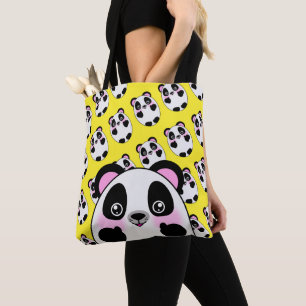 Kute Fluffy Panda Animal met zoete duimen omhoog Tote Bag
