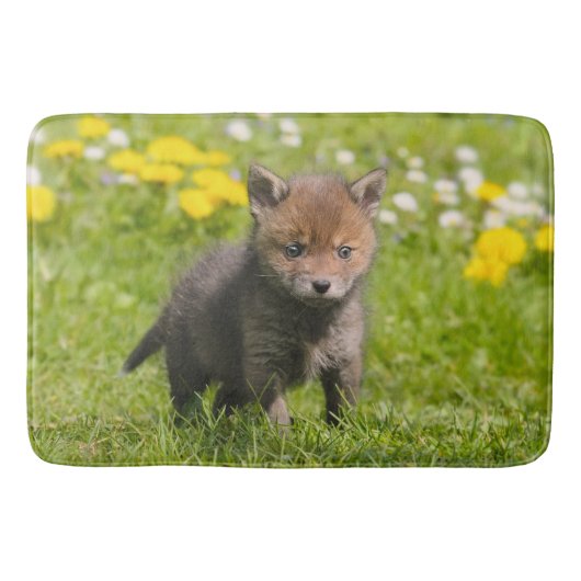 Kute fluffy Red Fox Cub Wilde baby Badmat (Voorkant)