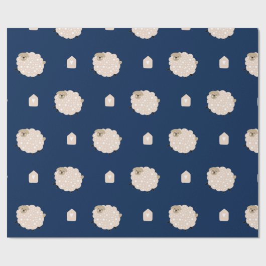 Kute fluffy Sheep met hart Kinder Cadeaupapier (Vlak)