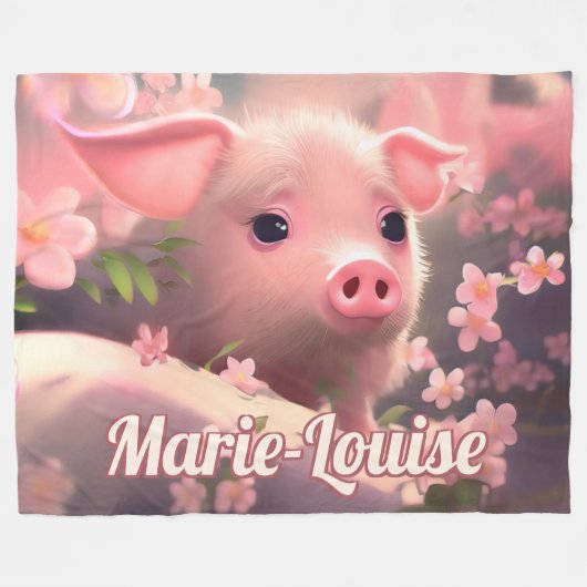Kute fluffy varkensfleece Blanket Fleece Deken (Voorkant (Horizontaal))