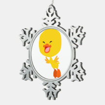 Kute Flying Cartoon Ducking Pewter Ornament