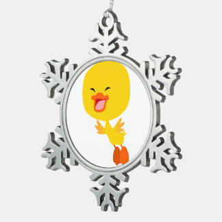 Kute Flying Cartoon Ducking Pewter Ornament