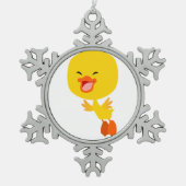 Kute Flying Cartoon Ducking Pewter Ornament (Voorkant)