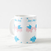 Kute Flying Kissingende Winged Roze Pigs Snowflake Koffiemok (Voorkant links)