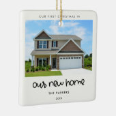 Kute font First Kerstmis in ons nieuwe thuis Keramisch Ornament (Rechts)