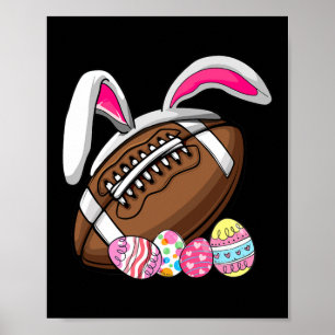 Kute Football Bunny Ears Paaseieren Kinder Girl Poster