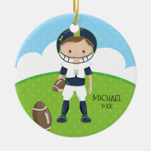 Kute Football Player Persoonlijke datum kerstmis Keramisch Ornament