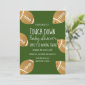 Kute Football Sports Baby shower Green Invitation Kaart (Staand voorkant)