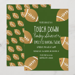 Kute Football Sports Baby shower Green Invitation Kaart