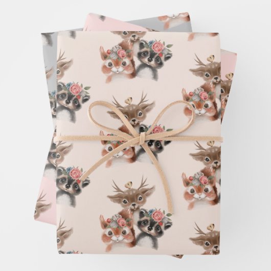 Kute Forest Animals Inpakpapier Vel (In situ)