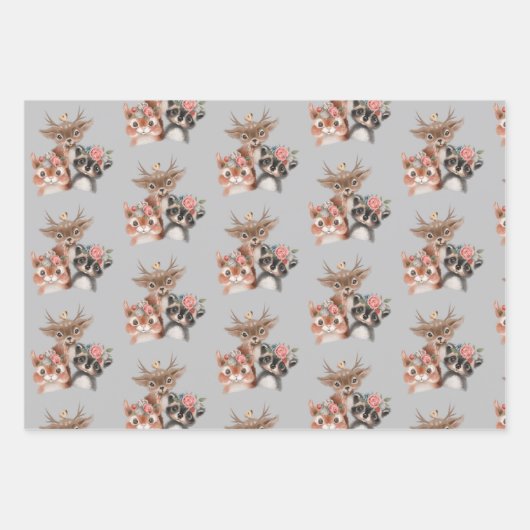 Kute Forest Animals Inpakpapier Vel (Voorkant 3)