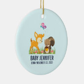 Kute Forest Animals Whimsical Cartoon Baby Birth Keramisch Ornament (Rechts)