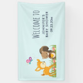 Kute Forest Animals Whimsical Cartoon Baby shower Spandoek (Verticaal)