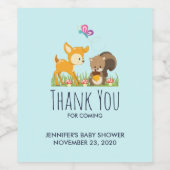 Kute Forest Animals Whimsical Cartoon Baby shower Wijn Etiket (Enkel label)