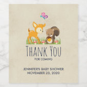 Kute Forest Animals Whimsical Cartoon Baby shower Wijn Etiket (Enkel label)