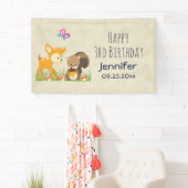 Kute Forest Animals Whimsical Cartoon Birthday Spandoek (Insitu)