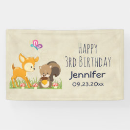 Kute Forest Animals Whimsical Cartoon Birthday Spandoek
