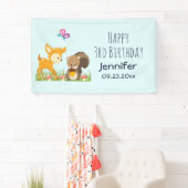 Kute Forest Animals Whimsical Cartoon Birthday Spandoek (Insitu)