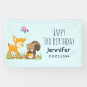Kute Forest Animals Whimsical Cartoon Birthday Spandoek (Horizontaal)