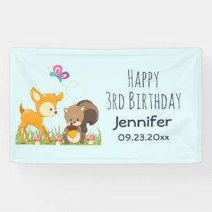 Kute Forest Animals Whimsical Cartoon Birthday Spandoek