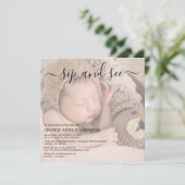 Kute foto Sip en zie partijuitnodiging Kaart (Staand voorkant)