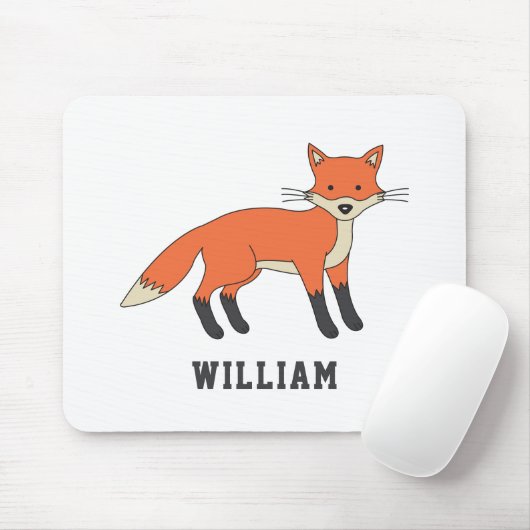 Kute fox aangepaste naam terug naar school muismat (Met muis)