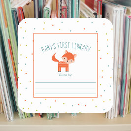 Kute Fox Baby shower bookplate, boeken voor baby Vierkante Sticker