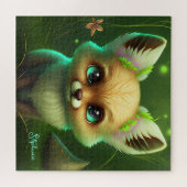 Kute fox en Oranje ventilatorgroen Legpuzzel (Horizontaal)