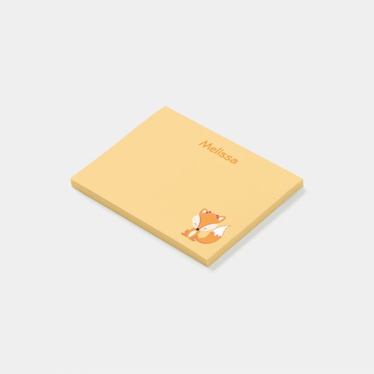 Kute fox-gouden kleur post-it® notes (Schuin)