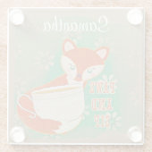 Kute Fox Paws en Sip Quote Persoonlijk Glazen Onderzetter (Achterkant)