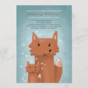 Kute foxes mama met Baby shower Kaart