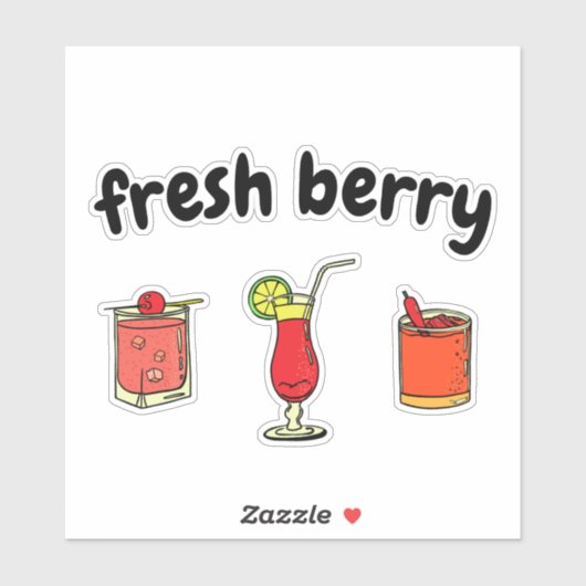 Kute Fresh Stylish Cocktail Berry Lovers Sticker (Vel)