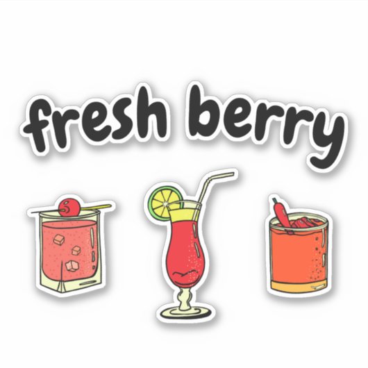 Kute Fresh Stylish Cocktail Berry Lovers Sticker (Voorkant)
