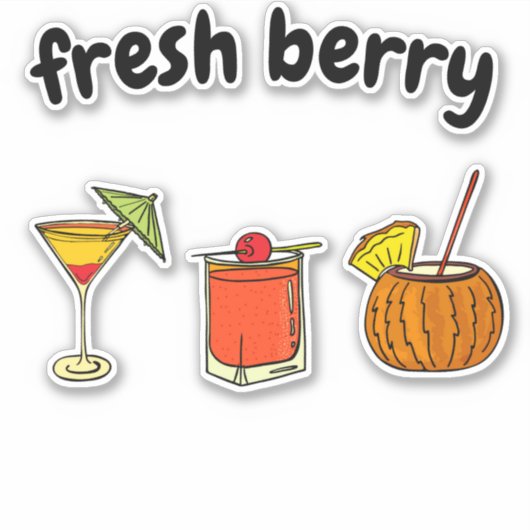 Kute Fresh Stylish Cocktail Berry Lovers Sticker (Voorkant)
