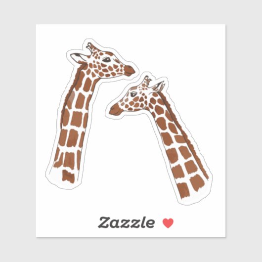 Kute Friendly Giraffes Animal Waterverf Sticker (Vel)