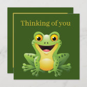 Kute frog denkend aan u voegt tekst toe notitiekaartje (Voorkant / Achterkant)