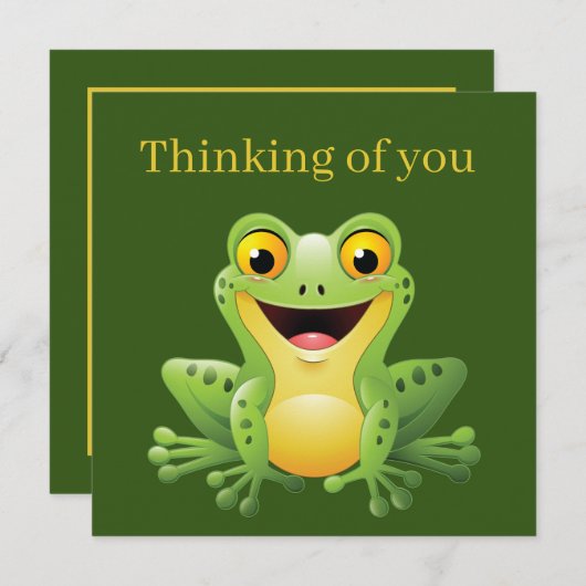 Kute frog denkend aan u voegt tekst toe notitiekaartje (Voorkant / Achterkant)