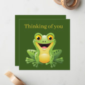 Kute frog denkend aan u voegt tekst toe notitiekaartje (Voorkant / Achterkant in situ)