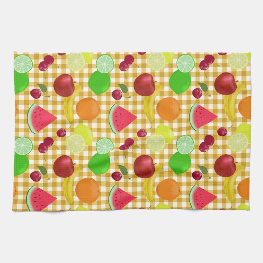Kute-fruit- en goudmakreelcontroles theedoek (Horizontaal)