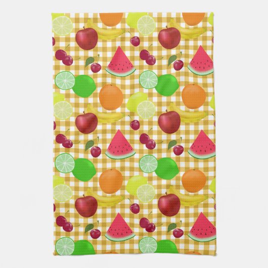 Kute-fruit- en goudmakreelcontroles theedoek (Verticaal)