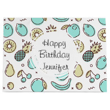 Kute Fruit Pattern Summery Line Drawing Birthday