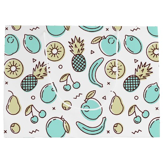 Kute Fruit Pattern Summery Line Drawing Birthday Groot Cadeauzakje (Achterkant)