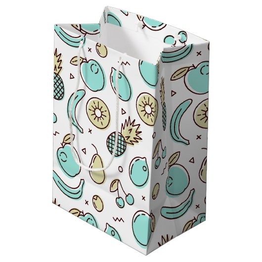 Kute Fruit Pattern Summery Line Drawing Birthday Medium Cadeauzakje (Achterkant Gekanteld)