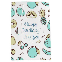 Kute Fruit Pattern Summery Line Drawing Birthday Medium Cadeauzakje