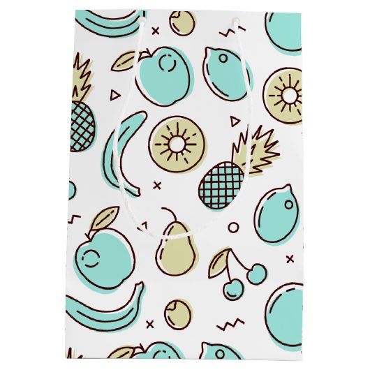 Kute Fruit Pattern Summery Line Drawing Birthday Medium Cadeauzakje (Achterkant)