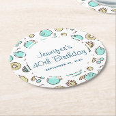 Kute Fruit Pattern Summery Line Drawing Birthday Ronde Kartonnen Onderzetter (Gebogen)