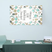 Kute Fruit Pattern Summery Line Drawing Birthday Spandoek (Beurs)