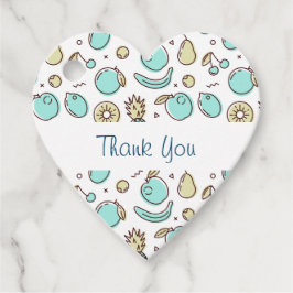 Kute Fruit Pattern Summery Line Tekening Hartelijk Bedankjes Labels