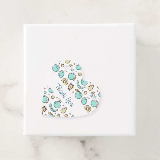 Kute Fruit Pattern Summery Line Tekening Hartelijk Bedankjes Labels (In situ)